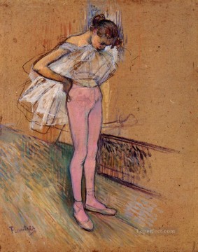 Henri Oil Painting - Dancer Adjusting Her Tights post impressionist Henri de Toulouse Lautrec
